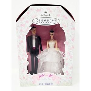 New Hallmark Keepsake Two Ornaments Barbie & Ken Wedding Day Bride & Groom Vtg